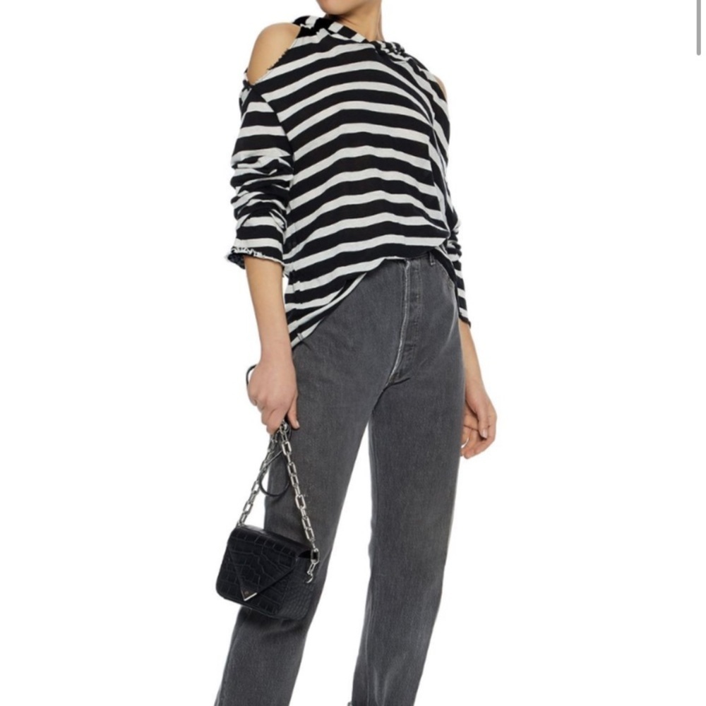 RTA striped cold shoulder  hoodie